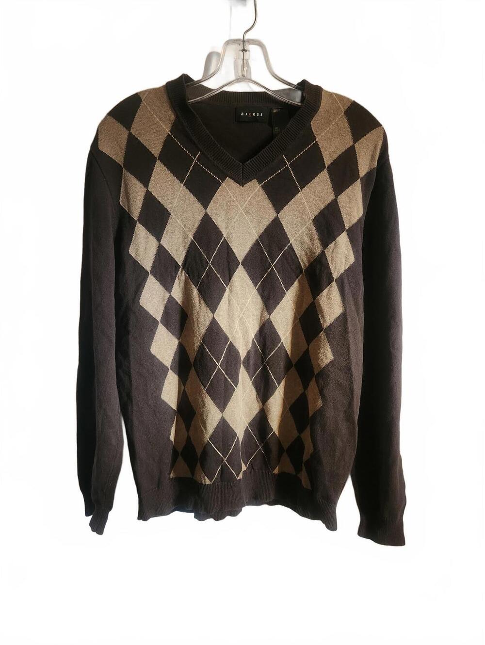 Axcess Brown Argyle Sweater. Mens Size Small. Excellent condition
